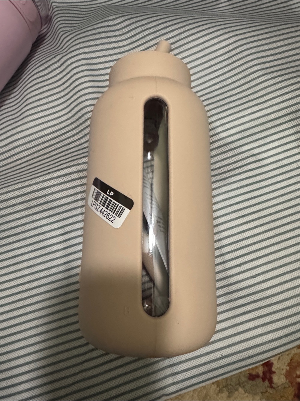 Neutral Beige Silicone Bottle Cover with Viewing Window